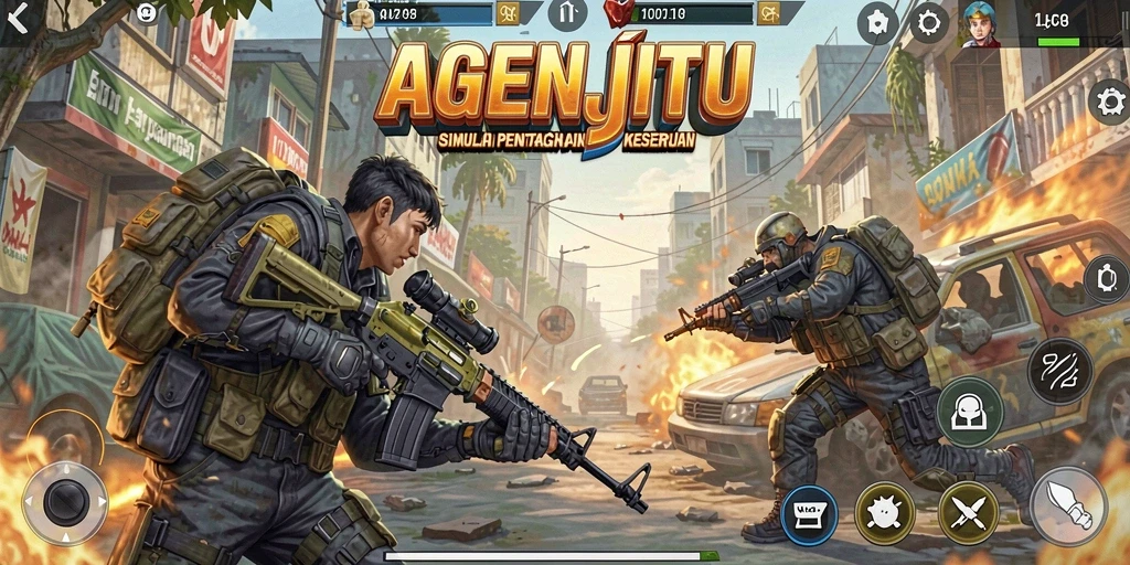 Tampilan gameplay AGENJITU yang menarik dan realistis.