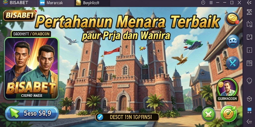 Screenshot gameplay <strong>BISABET</strong> menampilkan aksi menara yang mendebarkan melawan gelombang musuh.