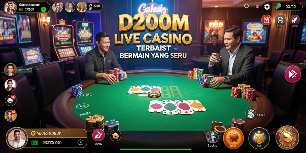 Screenshot gameplay D200M menampilkan suasana Live Casino yang menegangkan.
