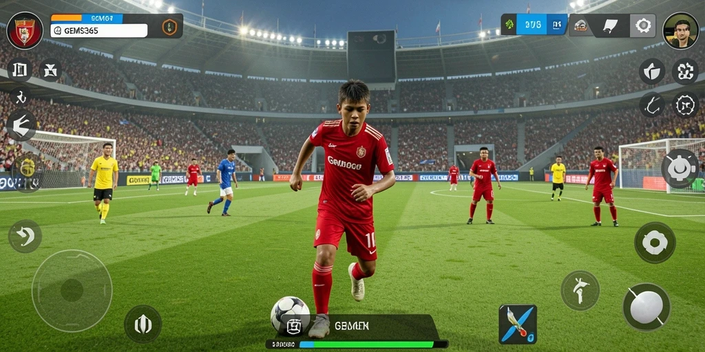 Gameplay seru permainan sepak bola GEMS365 yang mendebarkan.