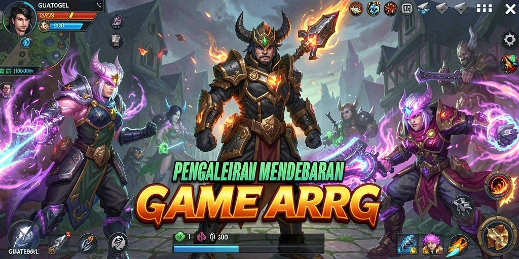 Screenshot utama GUATOGEL menampilkan aksi pertempuran epik dalam game ARPG.