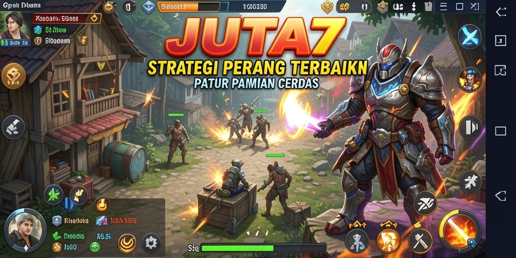 Tangkapan layar gameplay JUTA7 yang menunjukkan pertempuran strategi yang mendebarkan.