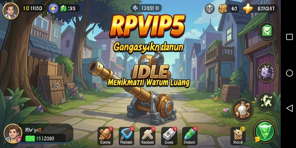 Tampilan gameplay menyenangkan dari RPVIP5 yang menggambarkan pengalaman Idle.